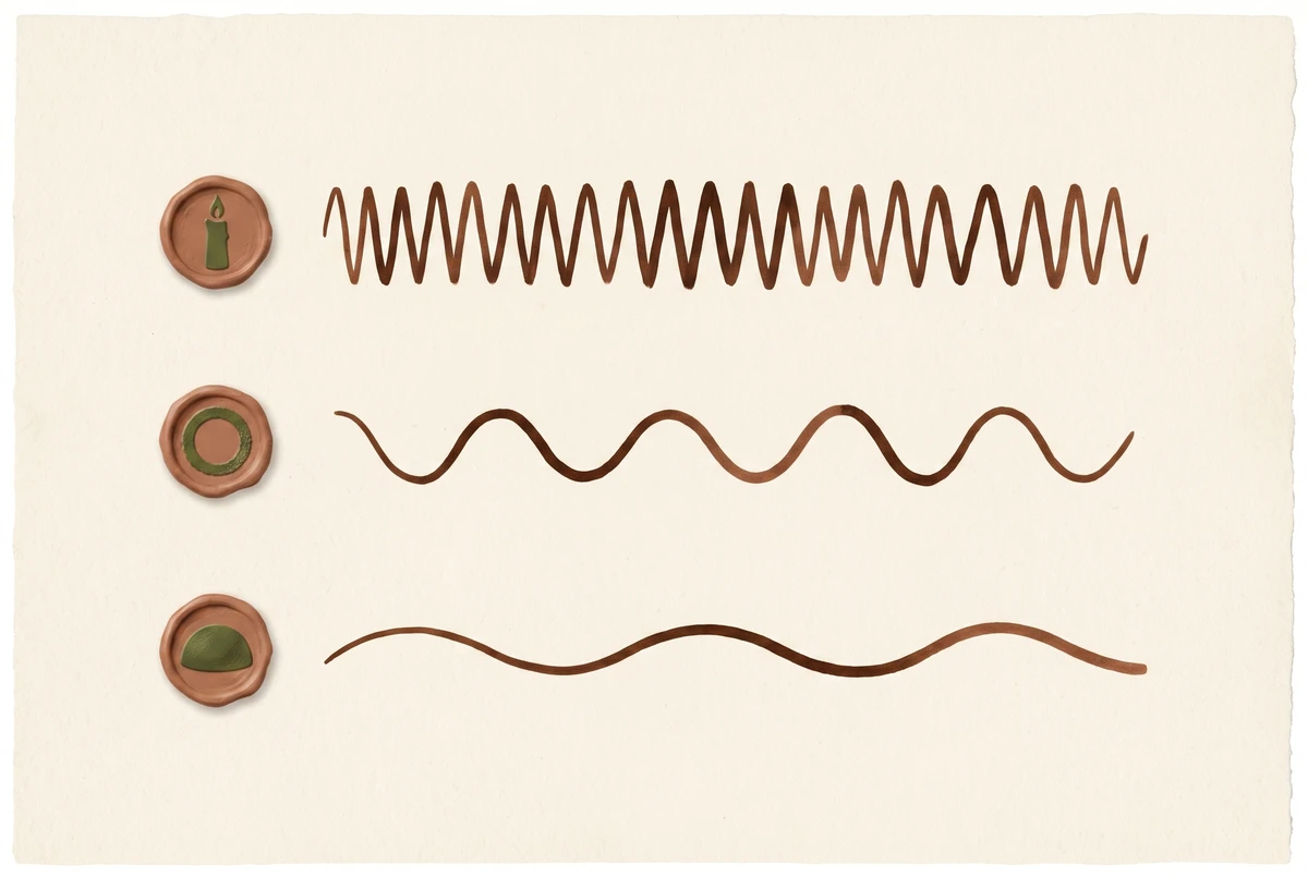 Three stacked horizontal wave patterns of different frequencies representing three brain-wave signatures of meditation